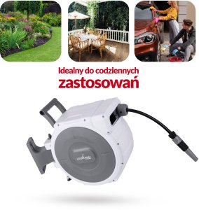 Lehmann HG Zwijacz bęben na wąż ogrodowy automatyczny Zestaw z wężem 22m 1/2 Naścienny LGAWR-2060 8