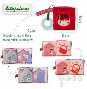 Lilliputiens Lilliputiens Czerwony Kapturek Miękka mini-książeczka wielofunkcyjna z silikonowym gryzakiem 2
