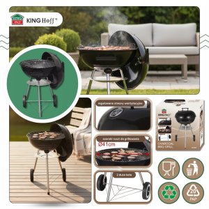KingHoff GRILL WĘGLOWY Z POKRYWĄ 41cm KINGHOFF KH-2033 3