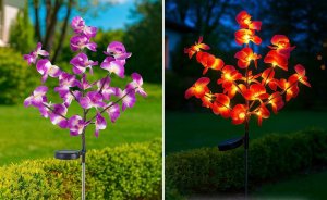 Maximex Lampki ogrodowe solarne, storczyki LED, zestaw 2 sztuki, 75 cm 6