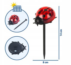 Maximex Lampki ogrodowe solarne, biedronki LED, 14 cm, 4 szt 4