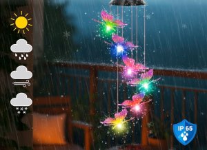 Lampka wtykowa do gniazdka Maximex Lampa solarna wisząca, motyle LED, dzwonek wietrzny, 78 cm 3