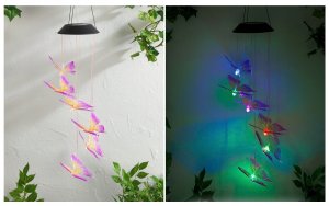 Lampka wtykowa do gniazdka Maximex Lampa solarna wisząca, motyle LED, dzwonek wietrzny, 78 cm 4