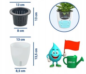 Maximex Zestaw trzech doniczek z systemem nawadniania, Ø 13 cm 3