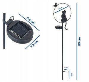 Lampa podłogowa Maximex Lampa ogrodowa LED, kot, zasilana energią słoneczną, 85 cm 7