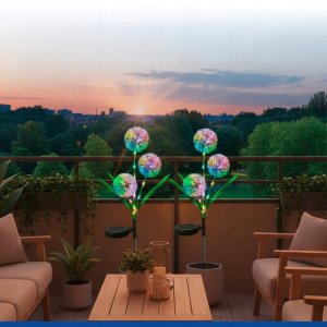 Lampka wtykowa do gniazdka Maximex Lampki ogrodowe solarne, dmuchawce LED, 2 sztuki, 75 cm 4