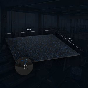 HMS POS15 PODŁOGA GUMOWA POD SPRZĘT FITNESS BLACK/BLUE II GATUNEK 4
