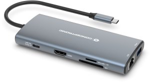 HUB USB Conceptronic CONCEPTRONIC 10-1 Dock USB-C->HDMI/2xUSB-C/3xUSB-A/+ 20cm gr 2