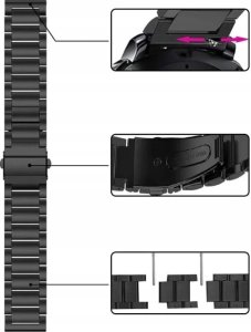 Wenom Bransoleta STALOWA Nierdzewna CZARNY DO SMARTWATCH uniwersalny 22mm Wenom 8