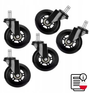 Retoo 5X KÓŁKA DO FOTELA OBROTOWEGO MOCNE KAUCZUKOWE 10MM 11