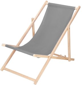 Springos Leżak ogrodowy drewniany z 3-stopniową regulacją, plażowy, balkonowy do 120 kg szary UNIWERSALNY 20