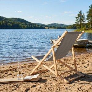 Springos Leżak ogrodowy drewniany z 3-stopniową regulacją, plażowy, balkonowy do 120 kg szary UNIWERSALNY 3