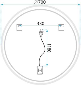 Lusterko kosmetyczne Rea Lustro ścienne LED SOFT 70 9