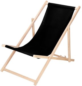 Springos Leżak ogrodowy, drewniany z 3-stopniową regulacją, plażowy, balkonowy, czarny UNIWERSALNY 17