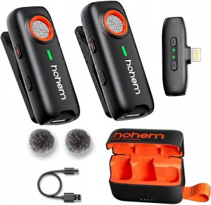 Mikrofon Hohem 2x Mikrofon Bezprzewodowy + Etui Ładujące 2TX 1RX Hohem Mic-01 USB-C TYPE-C 2