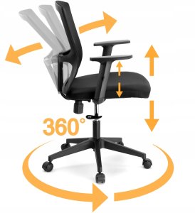 Krzesło biurowe Szchara FOTEL BIUROWY ERGONOMICZNY OBROTOWY KRZESŁO BIUROWE DO BIURKA MIKROSIATKA 3