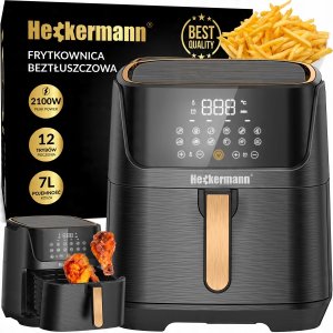 Frytkownica beztłuszczowa Heckermann FRYTKOWNICA BEZTŁUSZCZOWA FRYTOWNICA PIEKARNIK AIR FRAYER DUŻA 2100W 7L 2