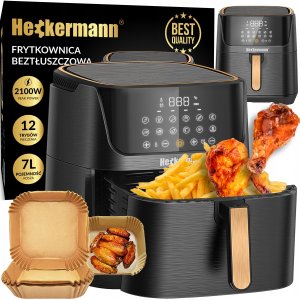 Frytkownica beztłuszczowa Heckermann FRYTKOWNICA BEZTŁUSZCZOWA FRYTOWNICA PIEKARNIK AIR FRAYER DUŻA 2100W 7L 8