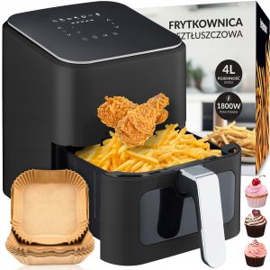 Frytkownica beztłuszczowa Heckermann FRYTKOWNICA BEZTŁUSZCZOWA FRYTOWNICA PIEKARNIK AIR FRYER DUŻA 1800W 4L 3