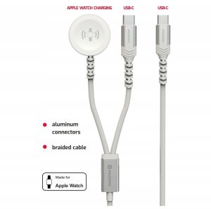 Yesido Kabel USB-C 2w1 Magnetyczny do ładowania Apple Watch + USB-C SWISSTEN 3