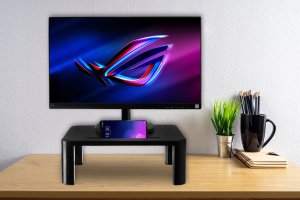Gockowiak PODSTAWKA PÓŁKA POD MONITOR LAPTOPA REGULOWANA BIUROWA CZARNA NA BIURKO 3