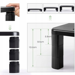 Gockowiak PODSTAWKA PÓŁKA POD MONITOR LAPTOPA REGULOWANA BIUROWA CZARNA NA BIURKO 4