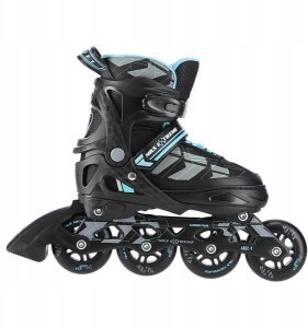 Rolki Nils Extreme Rolki Regulowane Łyżworolki Czarne Rekreacyjne Kauczukowe Kółka ABEC-7 4