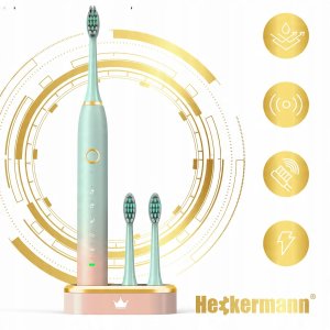 Szczoteczka Heckermann SZCZOTECZKA SONICZNA DO ZĘBÓW ELEKTRYCZNA 8 KOŃCÓWEK + DO JĘZYKA + ETUI 5