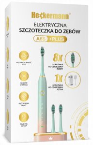 Szczoteczka Heckermann SZCZOTECZKA SONICZNA DO ZĘBÓW ELEKTRYCZNA 8 KOŃCÓWEK + DO JĘZYKA + ETUI 6