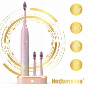Szczoteczka Heckermann SZCZOTECZKA SONICZNA DO ZĘBÓW ELEKTRYCZNA 8 KOŃCÓWEK + DO JĘZYKA + ETUI 5