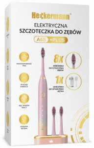 Szczoteczka Heckermann SZCZOTECZKA SONICZNA DO ZĘBÓW ELEKTRYCZNA 8 KOŃCÓWEK + DO JĘZYKA + ETUI 6