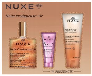 Nuxe NUXE_SET Huile Prodigieuse Or olejek do ciała 100ml + Hair Prodigieuse szampon do włosów 30ml + żel pod prysznic 100ml 2