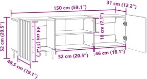 vidaXL vidaXL Szafka pod telewizor Dąb artisan 150 x 31 x 52 cm 9