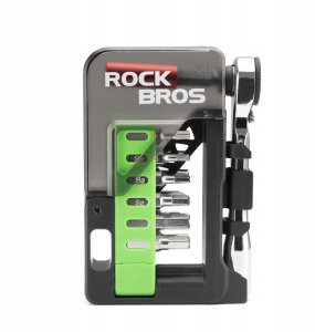 RockBros Zestaw narzędzi rowerowych Rockbros z mini grzechotką i bitami - półprzezroczysty, zielony 3