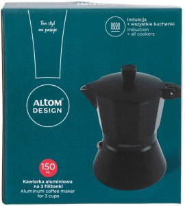 Kawiarka Altom Kawiarka aluminiowa zaparzacz do kawy czarny na 3 filiżanki 150ml 8