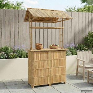 Garden4You Stół barowy na zewnątrz Naturalny 115 x 95 x 214 cm Bambus 2