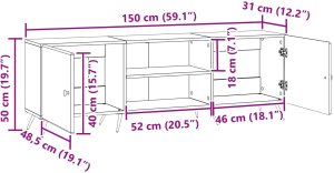 vidaXL vidaXL Szafka pod telewizor Dąb wędzony 150 x 31 x 50 cm 9