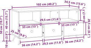 vidaXL vidaXL Szafka pod telewizor z szufladą Szary Sonoma 102 x 34,5 x 50 cm 9