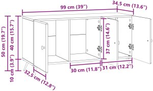 vidaXL vidaXL Szafka pod telewizor Czarny 99 x 34,5 x 50 cm 10