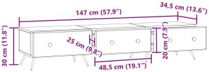 vidaXL vidaXL Szafka pod telewizor z szufladą Stare drewno 147 x 34,5 x 30 cm 9