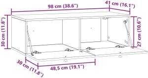 vidaXL vidaXL Szafka RTV montowana na ścianie Szary Sonoma 98 x 41 x 30 cm 8