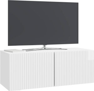 vidaXL vidaXL Szafka RTV montowana na ścianie Biały wysoki połysk 2