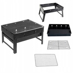 Grill węglowy turystyczny ogrodowy WALIZKA przenośny składany BBQ 9