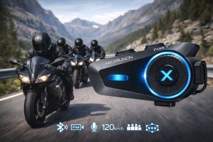 Farrot Interkom motocyklowy zestaw 2 szt Mesh 1.6km bluetooth 5.4 anc 120 km/h do 4 osób radio fm ipx7 6