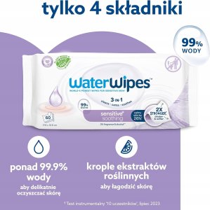 WaterWipes WaterWipes Sensitive+ Kojące chusteczki nawilżane z lawendą 12x60szt. 3