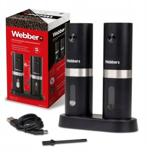 Młynek do przypraw Webber MŁYNEK DO PIEPRZU I SOLI ELEKTRYCZNY AKUMULATOROWY USB 2 SZT WEBBER PREMIUM 2