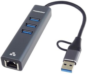 HUB USB PremiumCord Adapter USB-C na USB-A Gigabit 10/100/1000Mbps + 3x USB 3.2 złącze 3