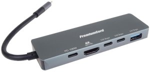 HUB USB PremiumCord PremiumCord Adaptér USB-C na 4K@60Hz HDMI + 10G USB3.2 A + 10G 2x USB-C + PD 4