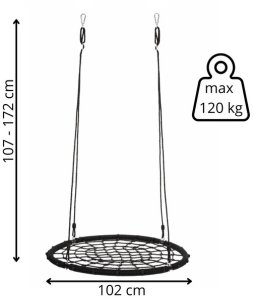 Springos Huśtawka ogrodowa, bocianie gniazdo do 120 kg fotel wiszący, czarny UNIWERSALNY 24