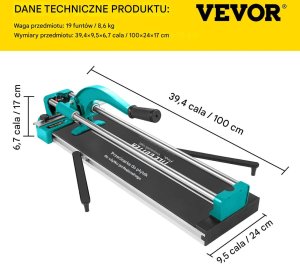 Maszynka do cięcia płytek Vevor Gilotyna do glazury 800 mm podwójna prowadnica laser precyzyjne cięcie 2